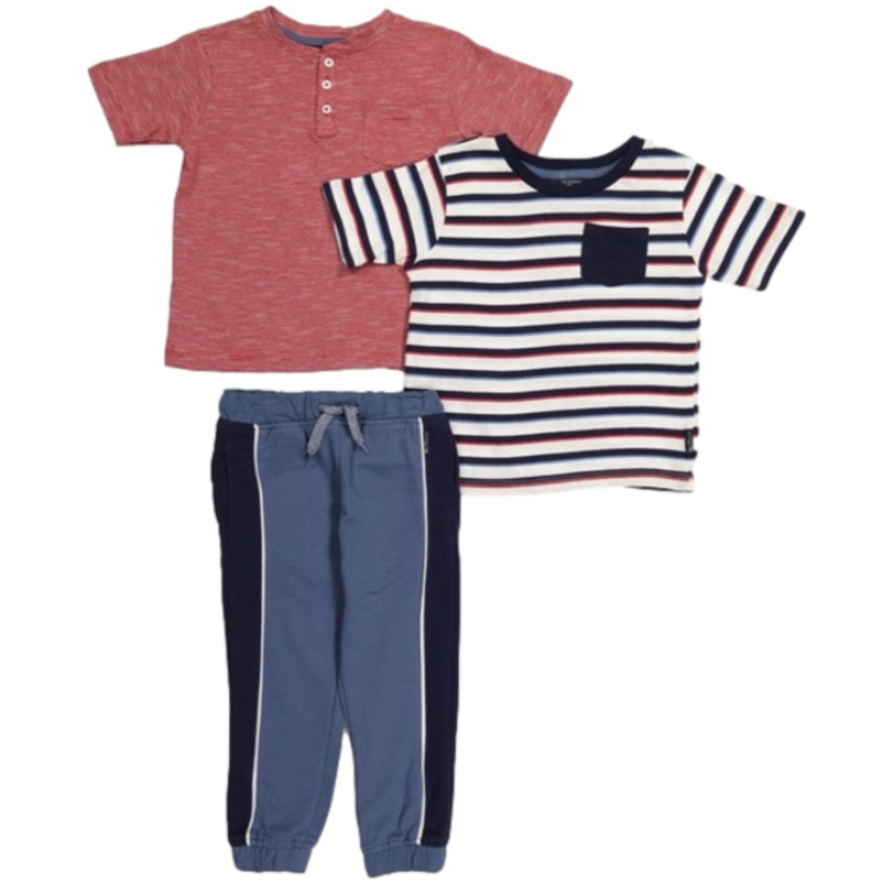 Ben Sherman New Size 7 Boys 3 Piece Set Tee Striped French Terry Joggers